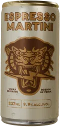 A can of Barkeep Espresso Martini with the Black Leopard on the label
