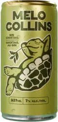 A green can of Barkeep Melo Collins with Melo the Turtle on the label